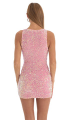 Velvet Sequin Dress in Pink