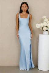 The Evelina Satin Maxi Dress Blue