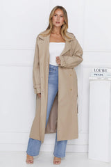 Subtle Sophistication Faux Leather Trench Coat Beige