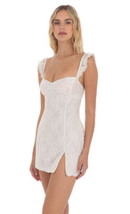Sweetheart Neck Lace Dress in White