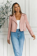 Valley Escape Faux Leather Jacket Pink