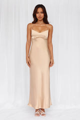 The Samara Satin Maxi Dress Champagne