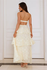 Tranquil Twilight Strapless Maxi Dress Yellow