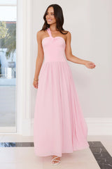 Sunset Waves One Shoulder Maxi Dress Pink