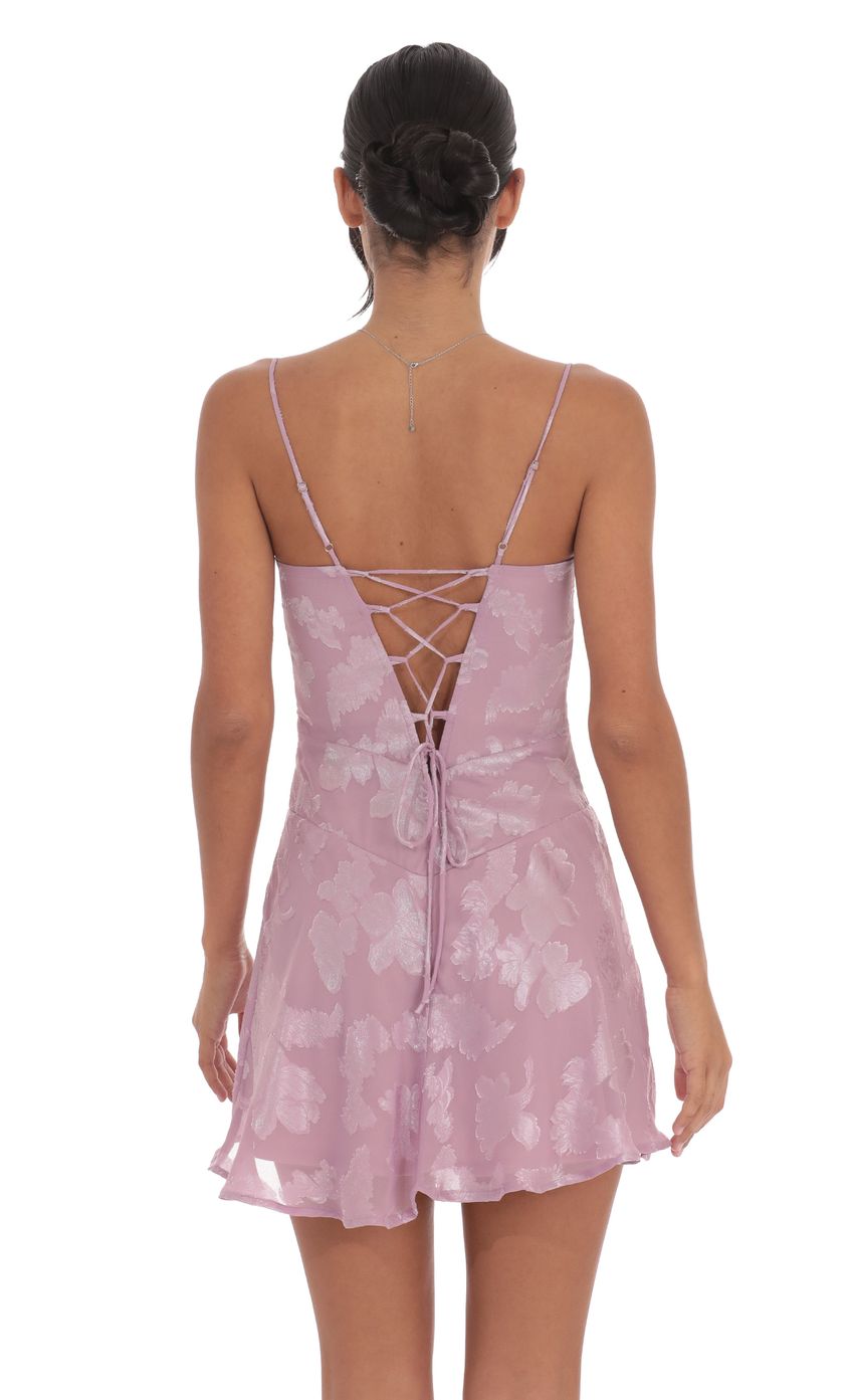 Textured Floral A-line Dress in Lilac
