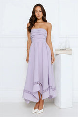 Visit The Moon Strapless Midi Dress Lilac