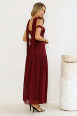 The Style Spotlight Off Shoulder Maxi Dress Burgundy