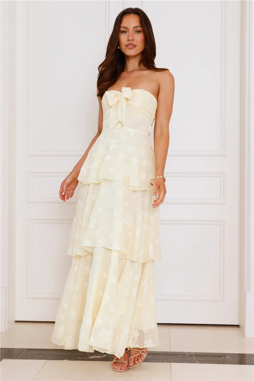 Tranquil Twilight Strapless Maxi Dress Yellow