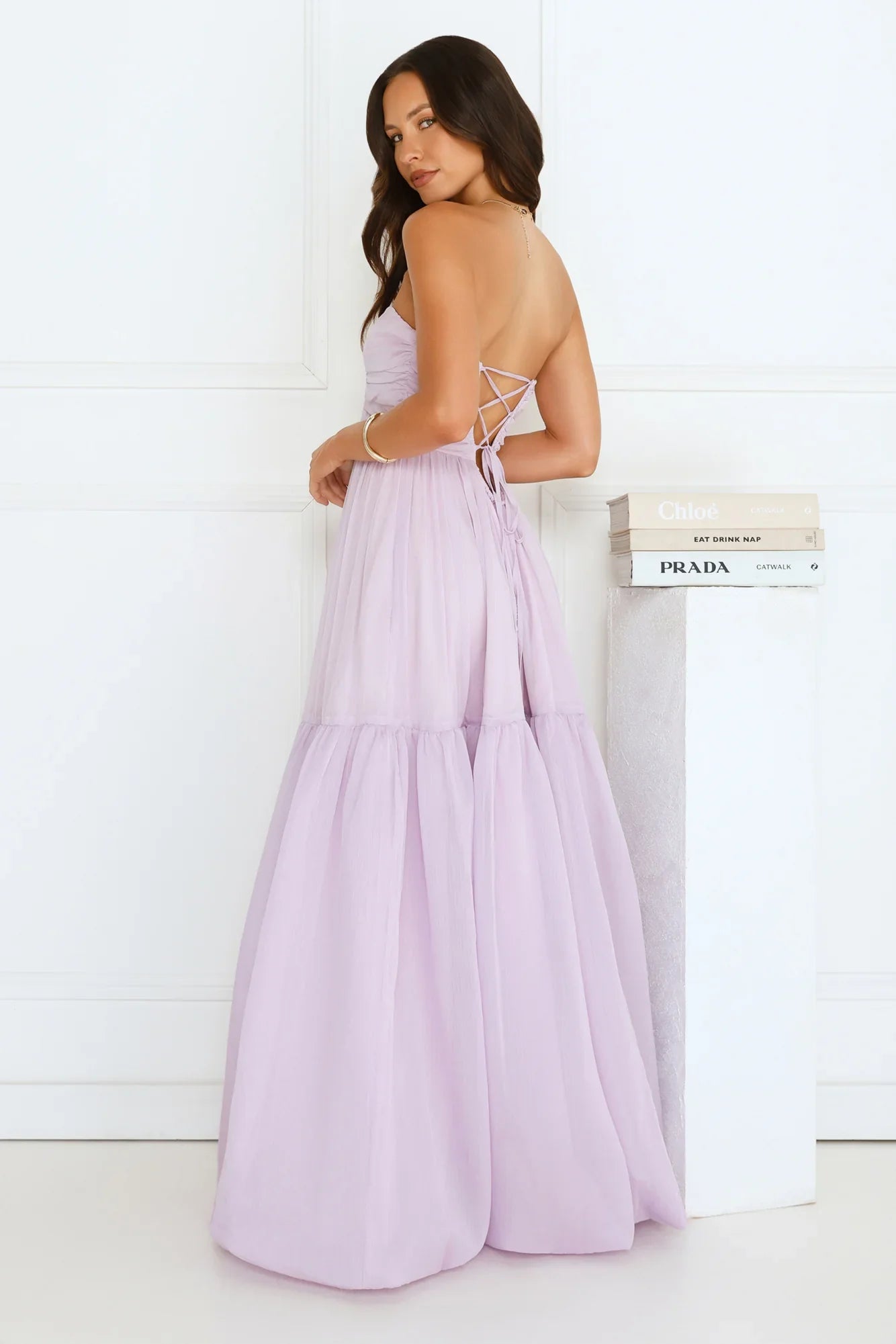 Unforgettable Style Strapless Maxi Dress Lilac