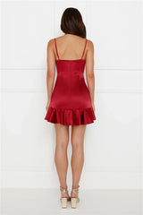 Vibes Of Love Satin Mini Dress Red